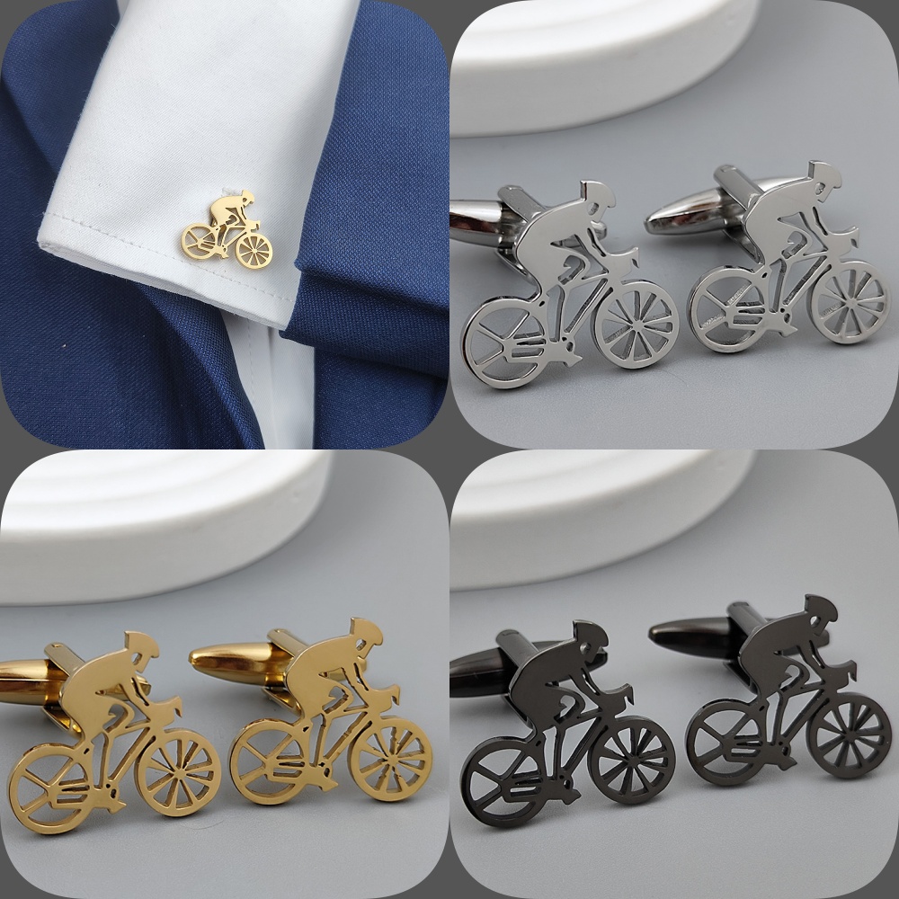 Men'S Formal Wear Ties - Fiets Racer Vergulde Manchetknopen, Zwarte Roestvrijstalen