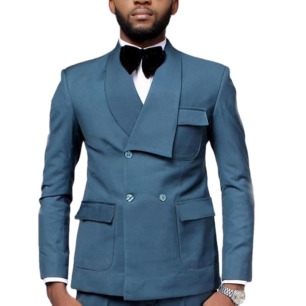 Formal Men Party Wear Jacket - Nieuwste Ontwerp Double Breasted Lake Blue