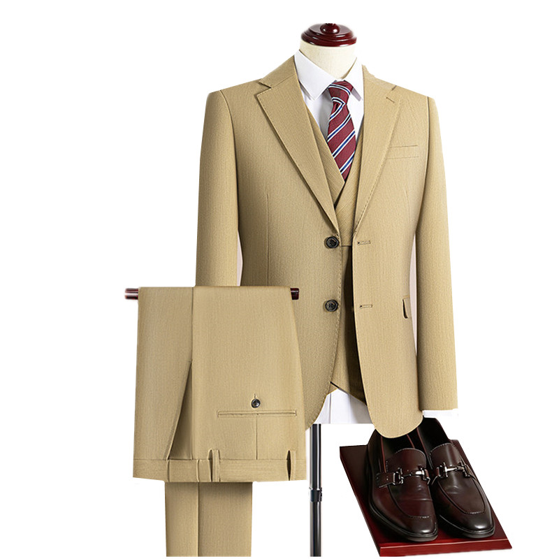 Khaki Formal Wear Men - Heren kaki 3-delig slim fit zakelijk