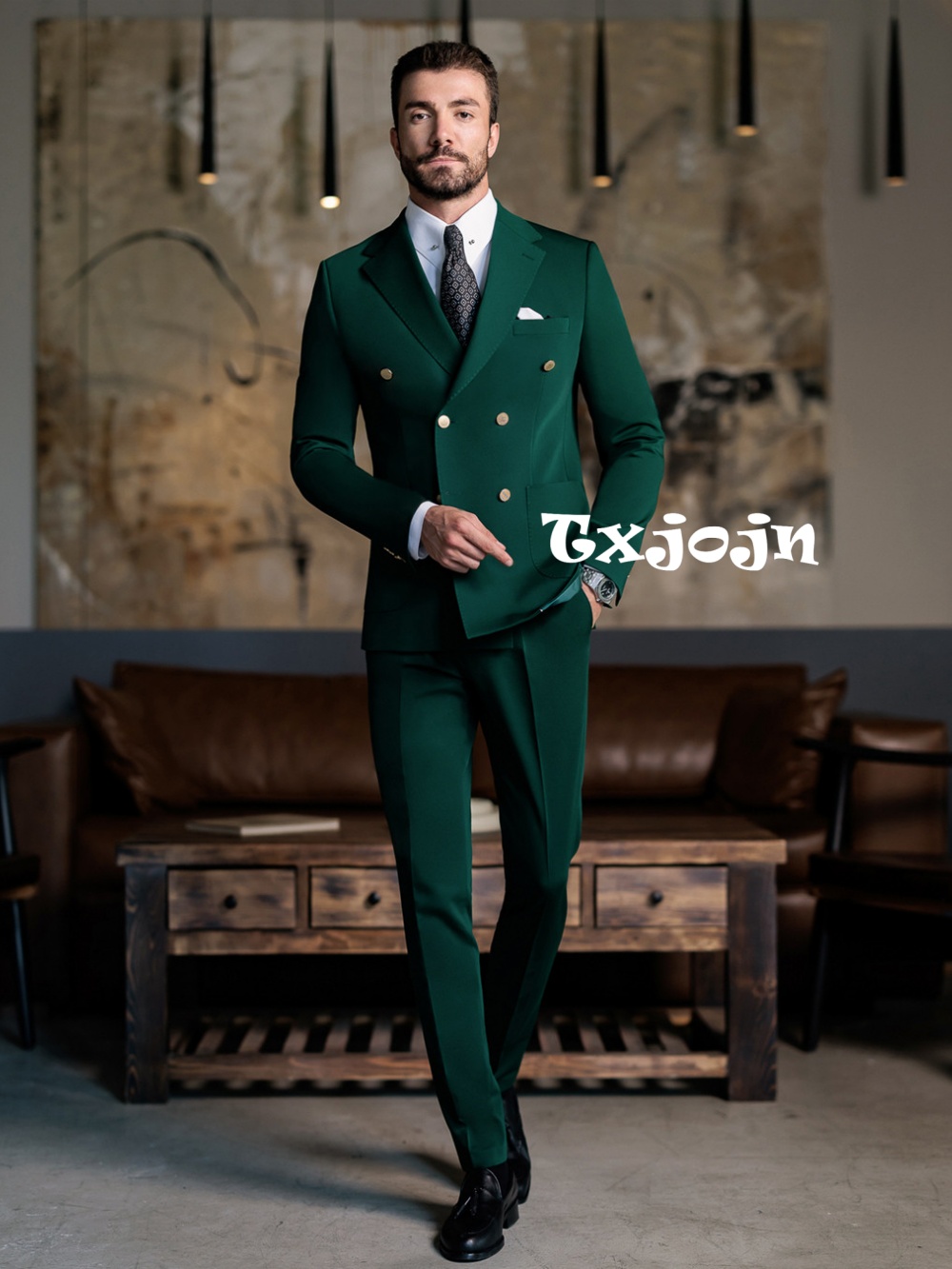 Formal Men Party Wear Jacket - Groene formele herenpakken, slim fit, 2-delig