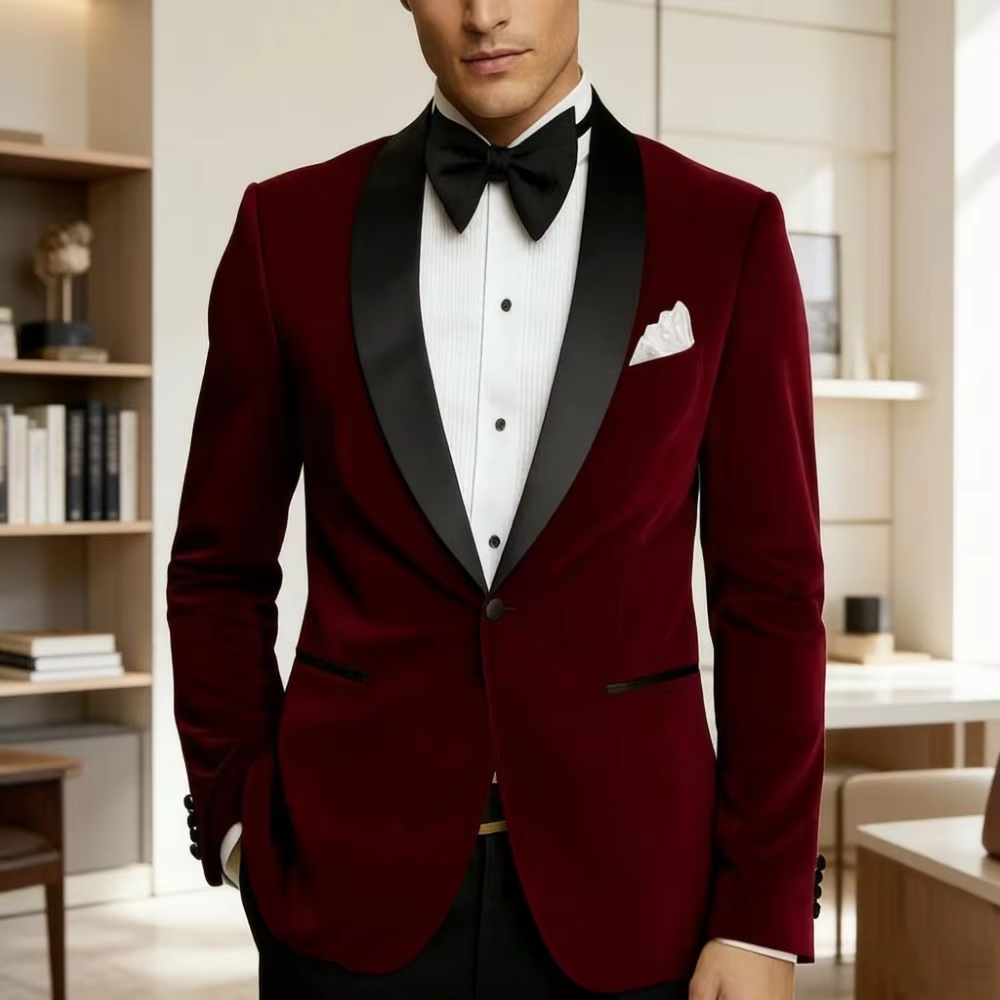 Formal Men Party Wear Jacket - Heren fluwelen slim fit pakken 1-delig
