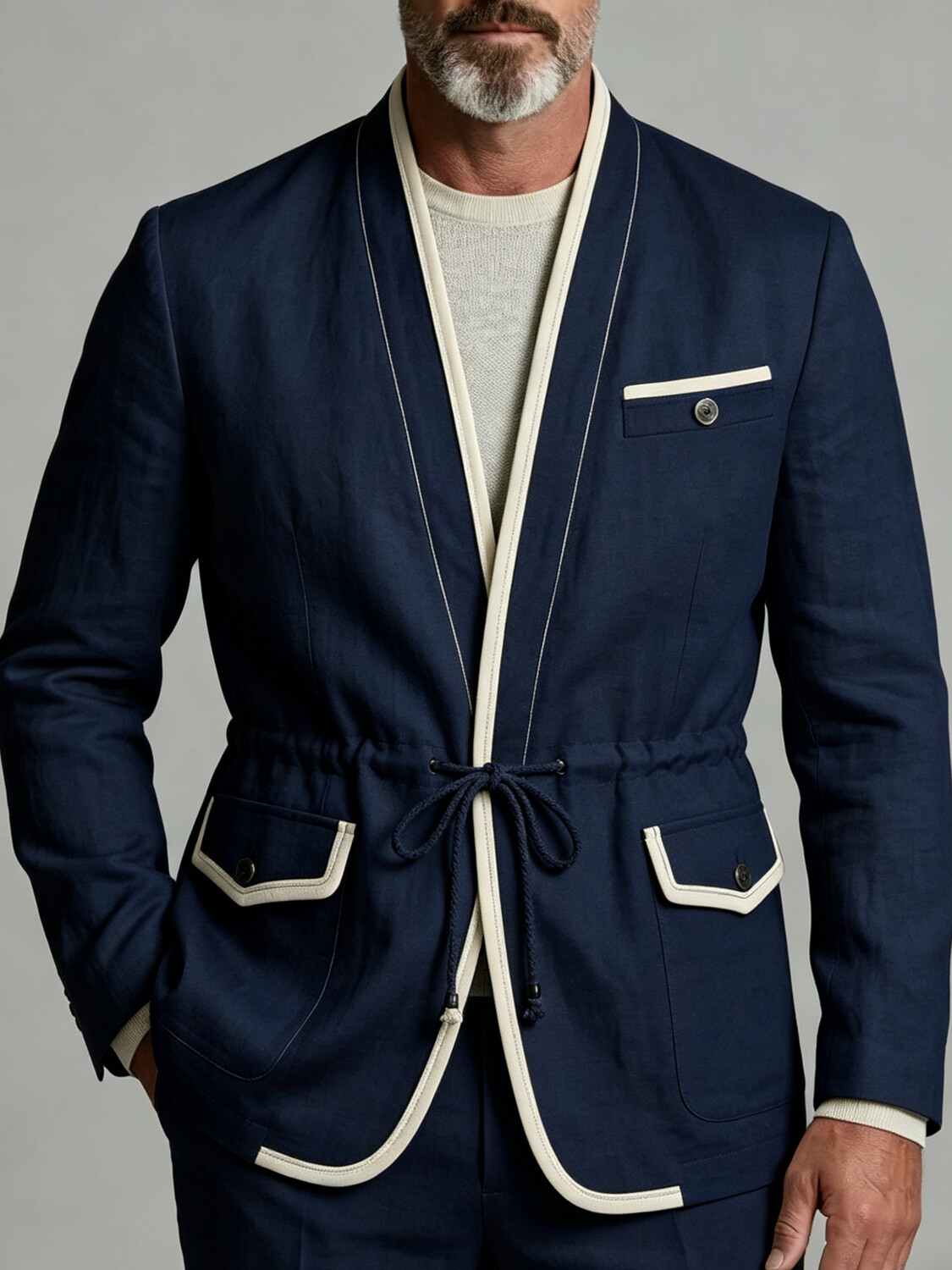 Formal Men Party Wear Jacket - Herenblazer met trekkoord in de taille,