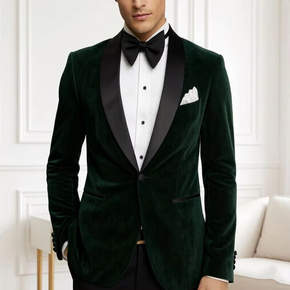 Formal Men Party Wear Jacket - Heren fluwelen blazer slim fit pak