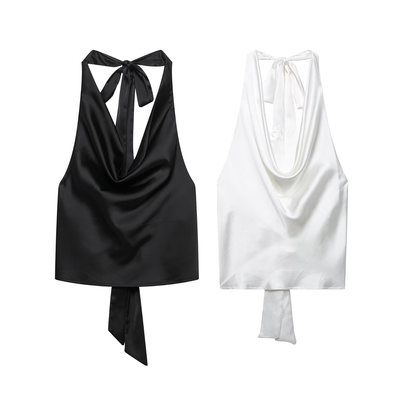 Satin Bow Tie - Zevity 2025 Vrouwen Sexy Mouwloze Backless