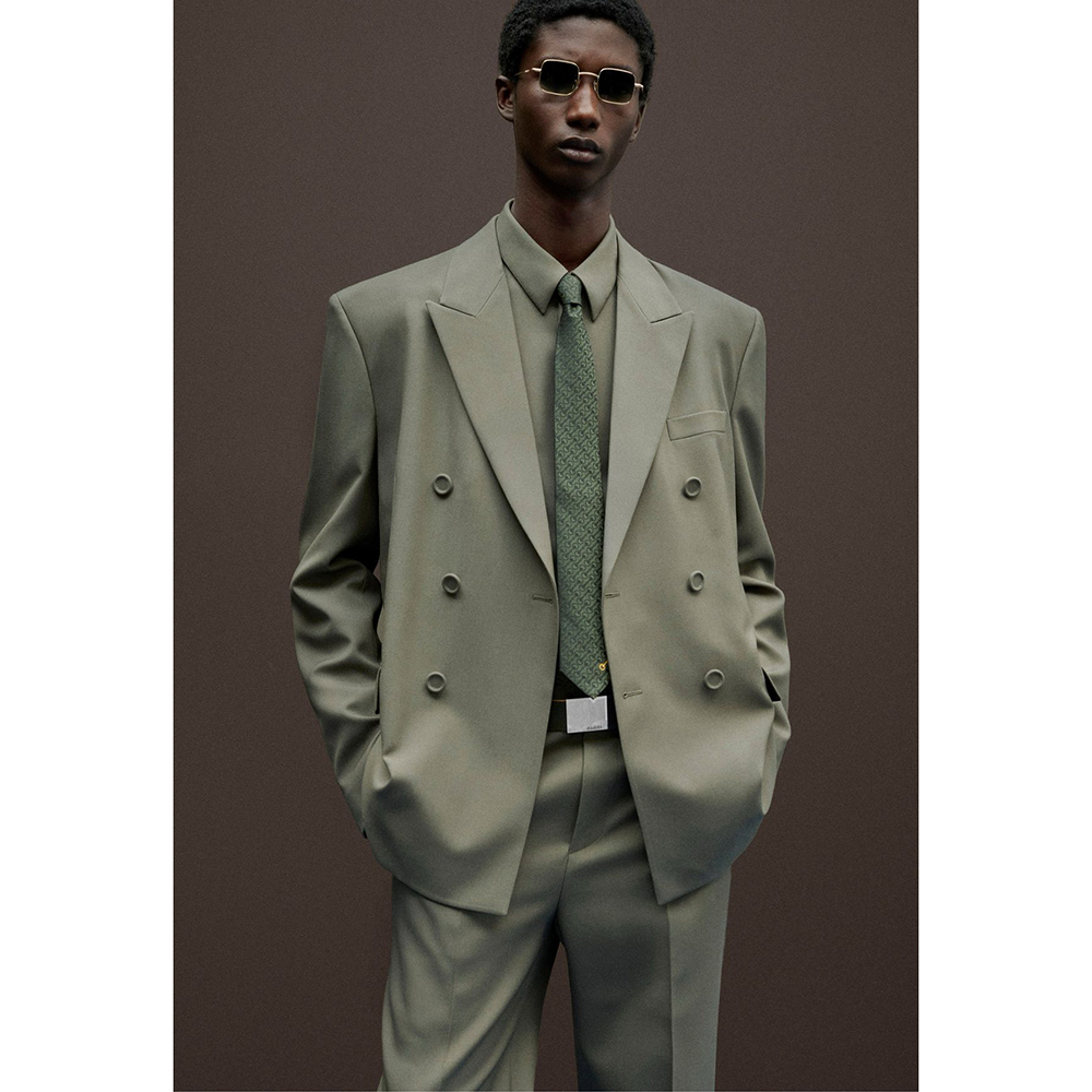 Khaki Formal Wear Men - Heren Dubbelrijig Pak 2-delig Set Licht