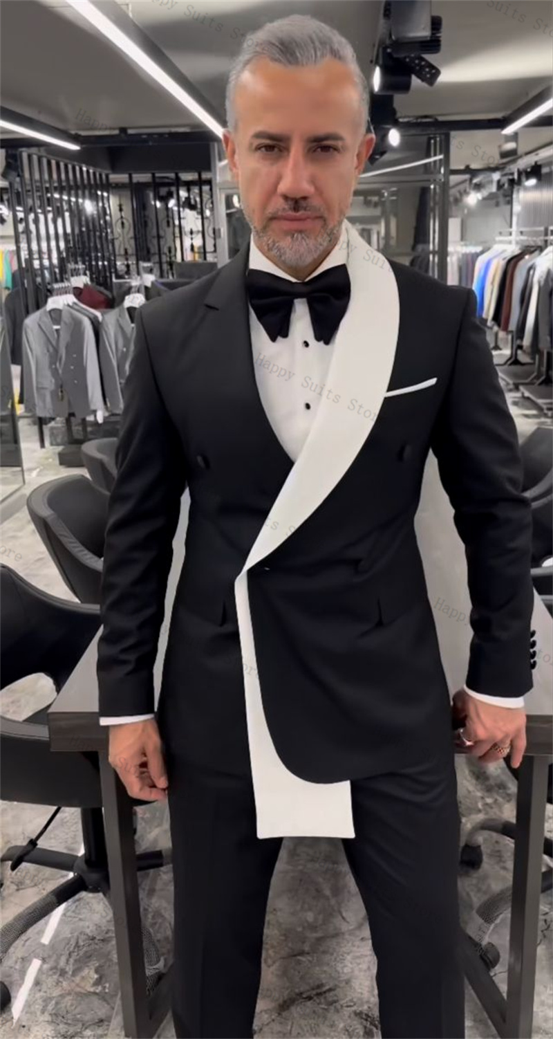 Men Formal Wear With Coat - Zwart Wit Mannen Pak Set 2-delige