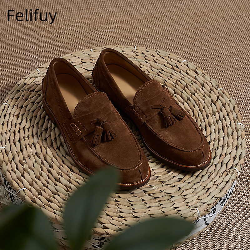 Men Formal Wear Dress - Nieuwe bruine heren platte loafers van