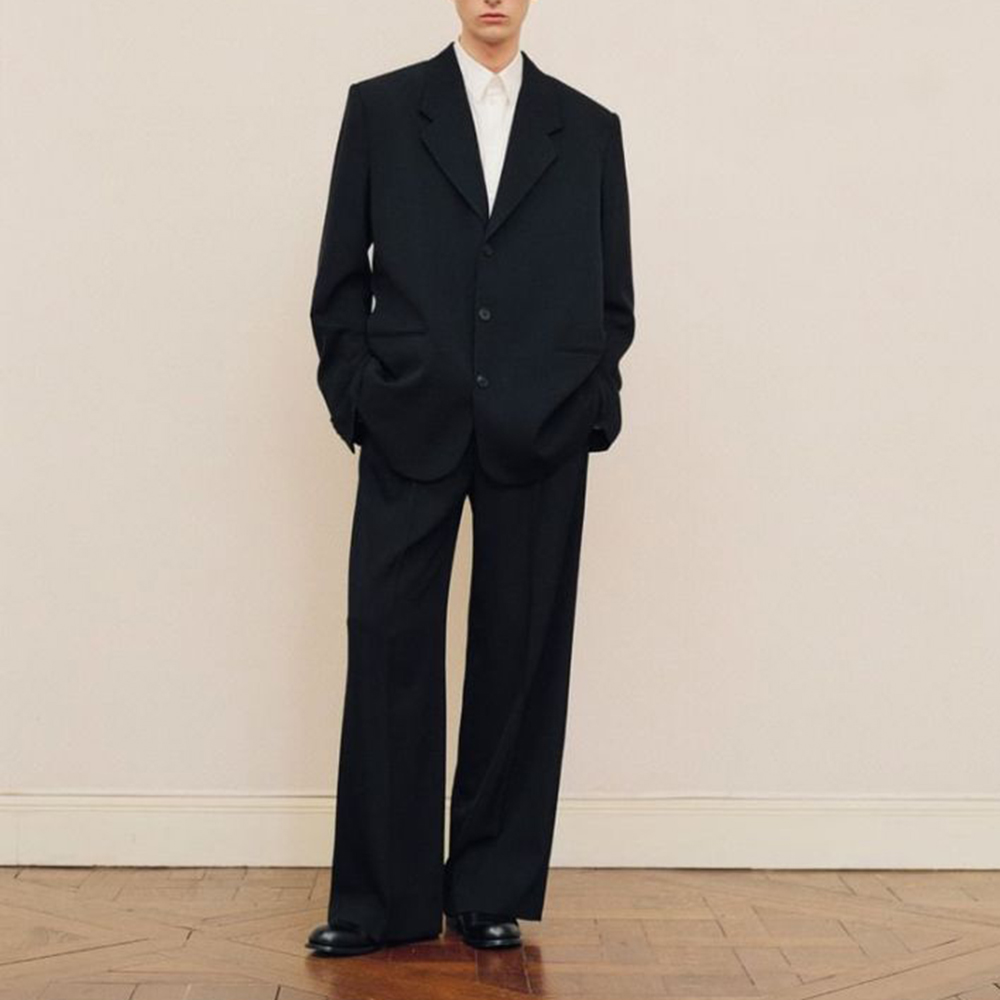 Formal Men Party Wear Jacket - Heren zwart oversized pak set enkele