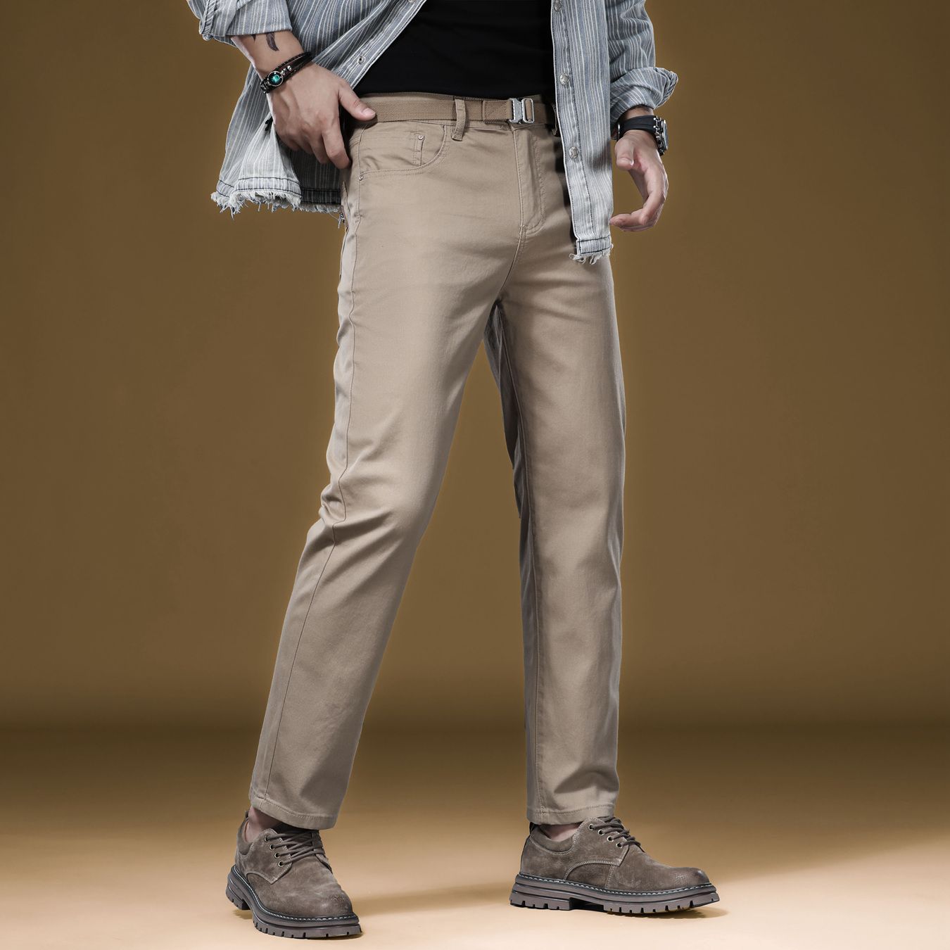 Khaki Formal Wear Men - Nieuw in kwaliteit: Herenbroeken, casual rechte