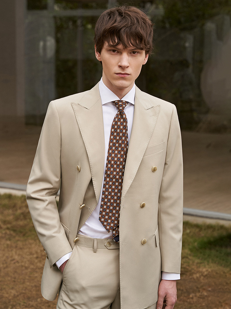 Khaki Formal Wear Men - 30% Wol Mannen Pakken Set Blazer