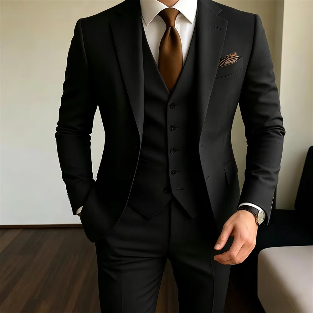 Kaki Herenpakken 3-delig Jas+V - Khaki Formal Wear Men recensie en prijs