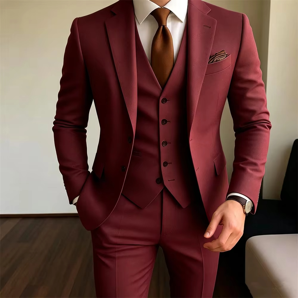 Kaki Herenpakken 3-delig Jas+V - Khaki Formal Wear Men recensie en prijs
