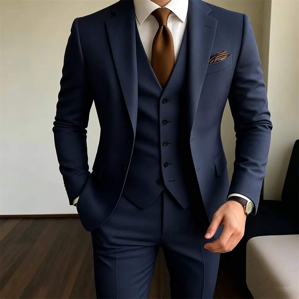 Kaki Herenpakken 3-delig Jas+V - Khaki Formal Wear Men recensie en prijs