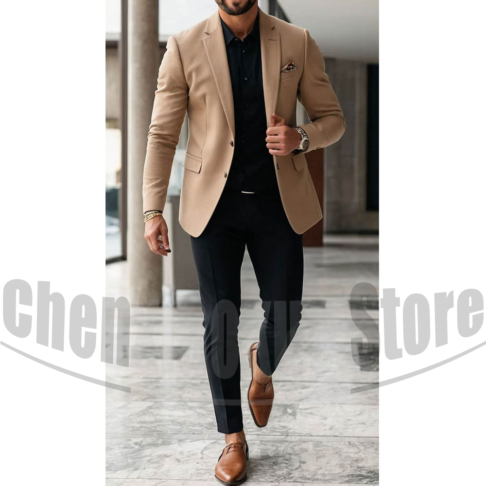Herenkostuum met kaki blazer e - Khaki Formal Wear Men recensie en prijs