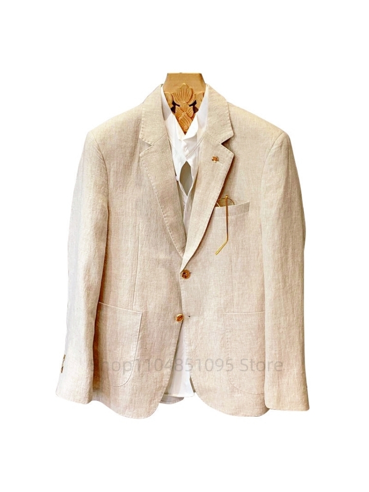 Beige herenpak linnen blazers  - Men Formal Wear With Coat recensie en prijs