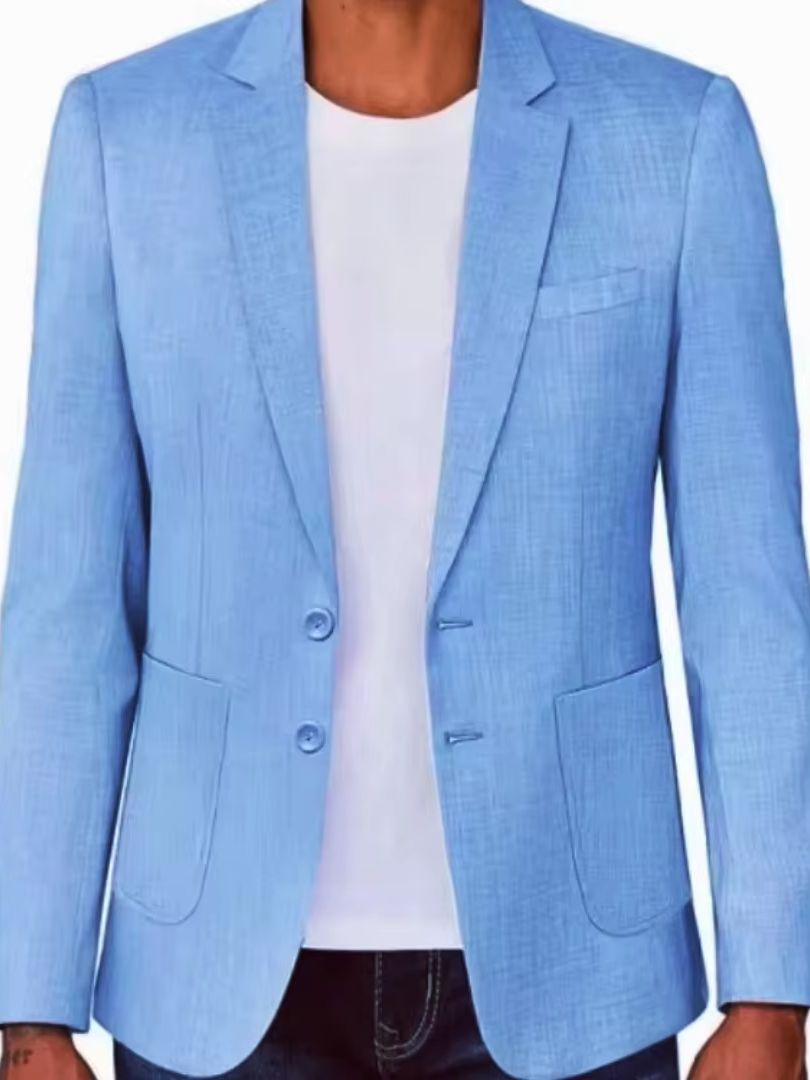 Slim Fit Heren Beige/Blauw Lin - Formal Men Party Wear Jacket recensie en prijs