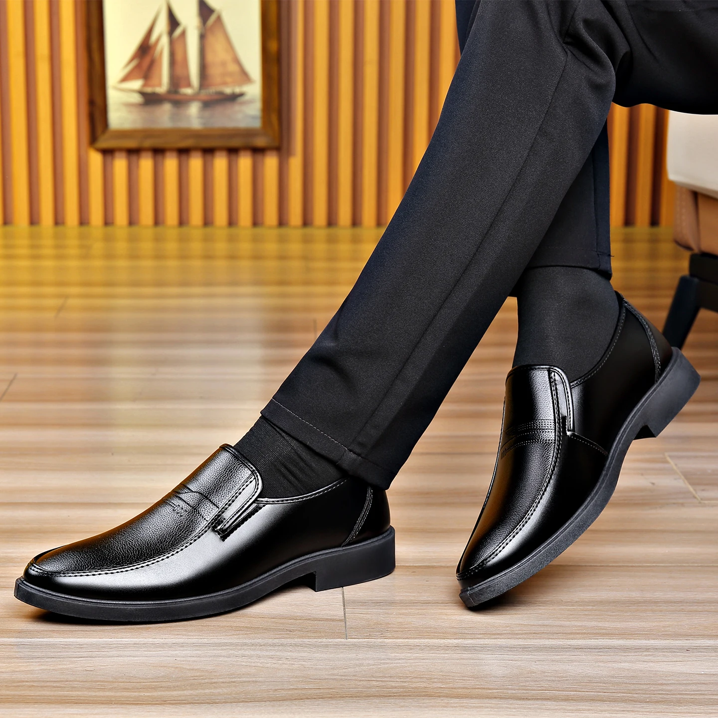 Heren instappers van leer, zwa - Men Formal Wear Dress recensie en prijs