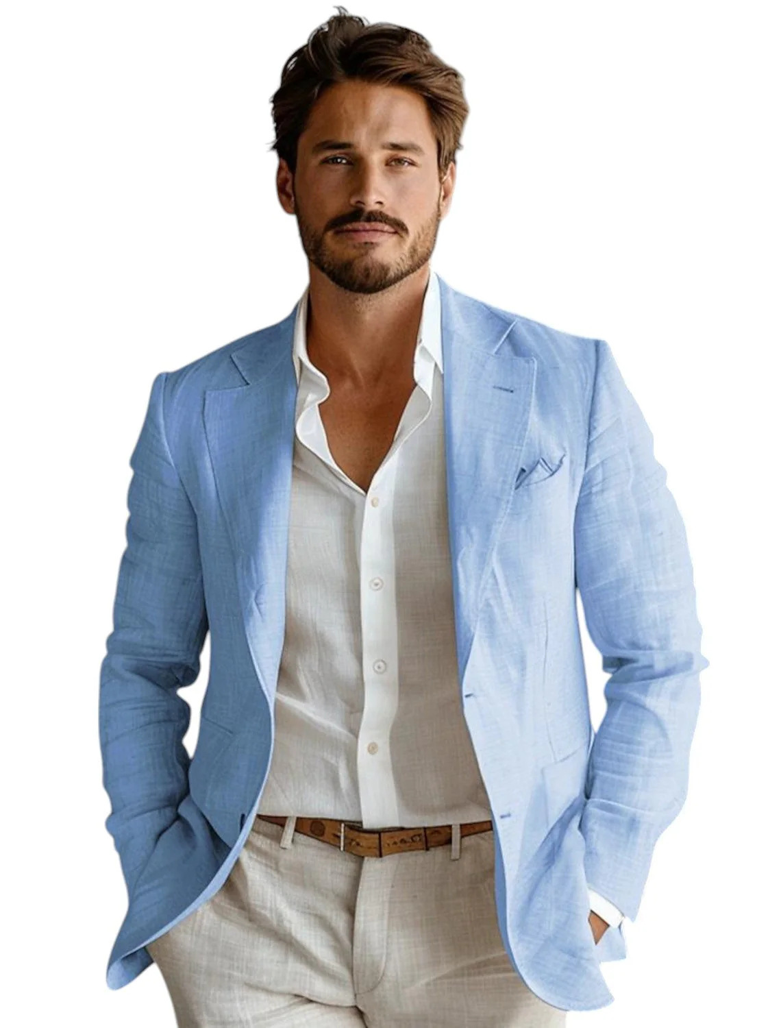 Blauwe Slim Fit Heren Linnen B - Formal Men Party Wear Jacket recensie en prijs