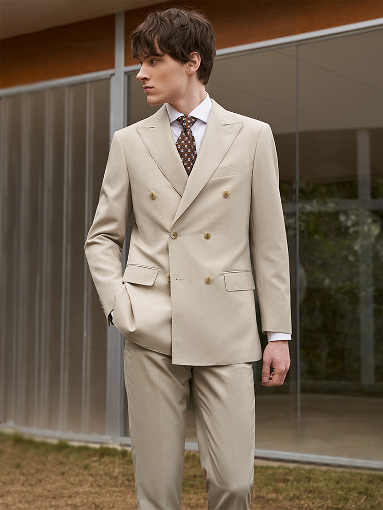 30% Wol Mannen Pakken Set Blaz - Khaki Formal Wear Men recensie en prijs