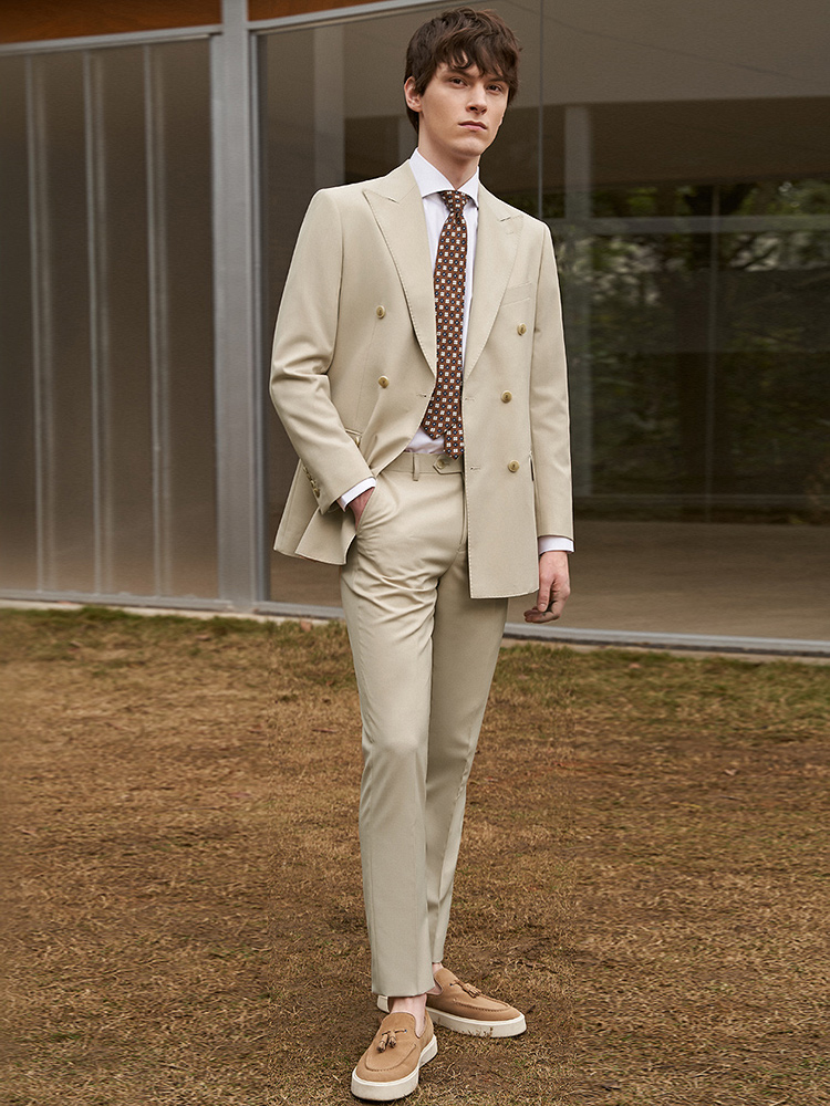 30% Wol Mannen Pakken Set Blaz - Khaki Formal Wear Men recensie en prijs